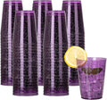 DaYammi 100 Pack 10 oz Purple Plastic Cups- Disposable Cups Tumblers, Elegant Purple Glitter Party Drinking Cup Perfect for Wedding Purple cups Perfect for Valentine's Day Party