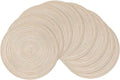 SHACOS Round Braided Placemats Set of 8 Cotton Fabric Round Table Mats Non Slip Washable 15 inch Round Place Mats (Beige, 8)