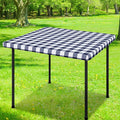 Smiry Square Picnic Table Cloth, Elastic Waterproof Fitted Vinyl Tablecloths, Flannel Backed Buffalo Plaid Table Covers for Dining, Camping, Outdoor (White and Navy, 24" x 24")