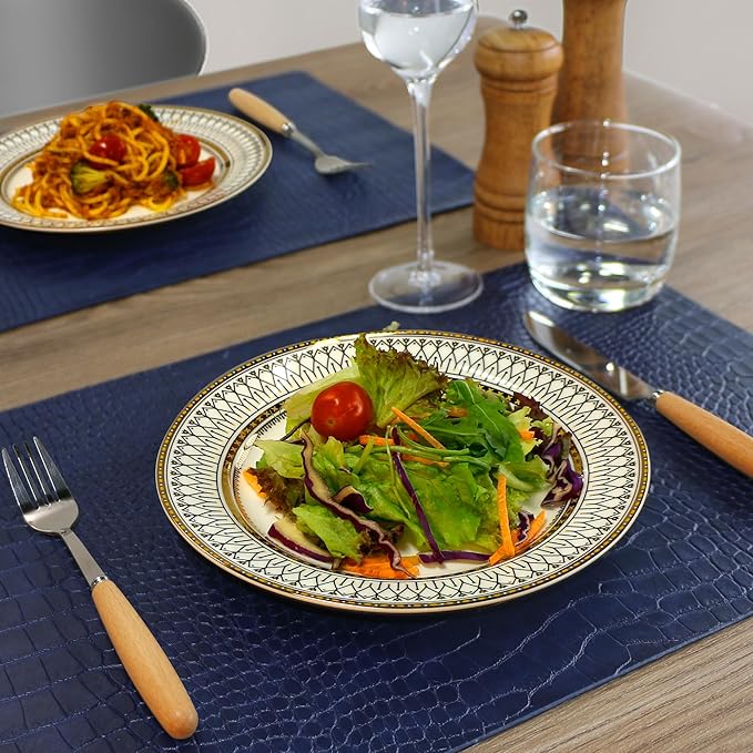 Set of 4 Faux Leather Placemats, PU Table Mats, Waterproof, Stain Resistant, Heat Resistant, Easy to Clean for Kitchen Dining Table,Conference Table