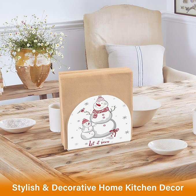 Napkin Holder Snow Santa Crystal Clear Acrylic Napkin Holders Paper Napkin Holder Dining Table Dispenser for Kitchen Restaurant Home Decor Bar Accessories