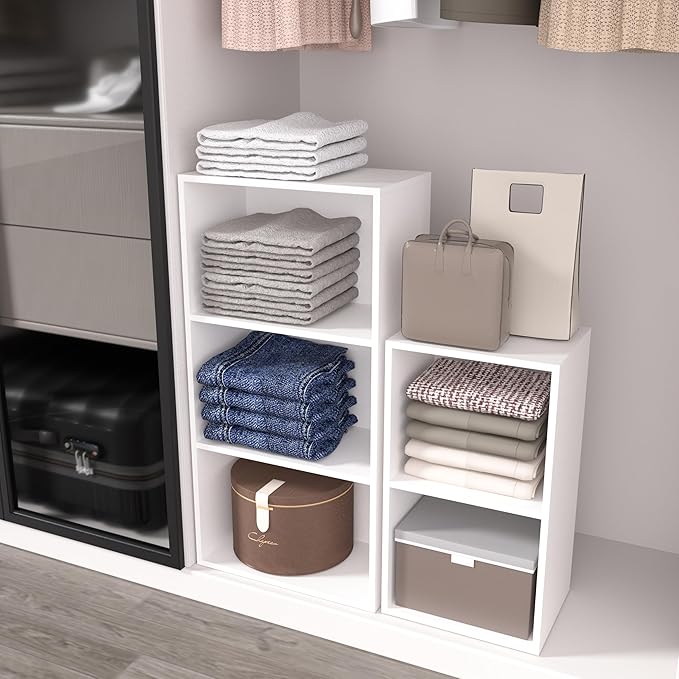 Wooden 3 Cube Storage Organizer, 3 Tier Low Bookcase Freestanding Storage Display Organizer,Versatile Cubes Shelf and Cubby Unit for Any Space 15.7inch