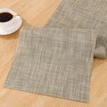 SHACOS Woven Vinyl Table Runners 12 x 54 inch Wipeable Table Runner Heat Resistant Runner for Table Indoor Outdoor, Beige