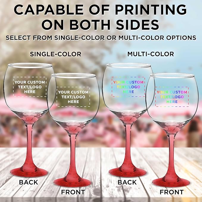 Custom Premiere Wedding Wine Glasses 20.5 oz Set of 12, Personalized Bulk Pack - Restaurant Glassware, Perfect for Red Wine or White Wine - Red