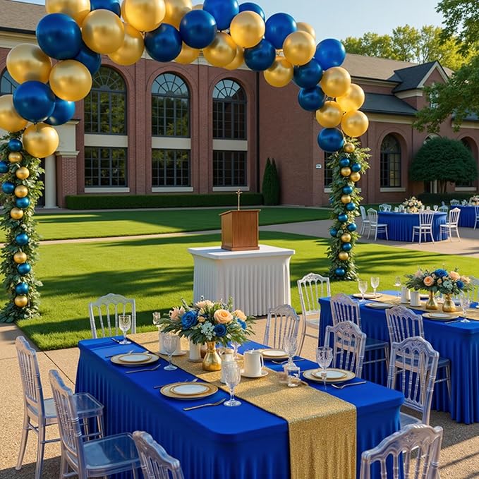 2 Pack Royal Blue Spandex Tablecloths 6FT Rectangular Fitted Table Covers, Stretch Tablecloths for 6 Foot Tables Wrinkle Free Elastic Table Skirt for Graduation Party Wedding Banquet Events