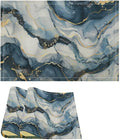Marble Linen Placemats Set of 2, Modern Abstract Foil Stone Texture Gold Navy Blue Marble Washable Place Mats, Non Slip Placemat for Home Party Dining Tables Wedding Kitchen Banquets Decor 12x17 Inch