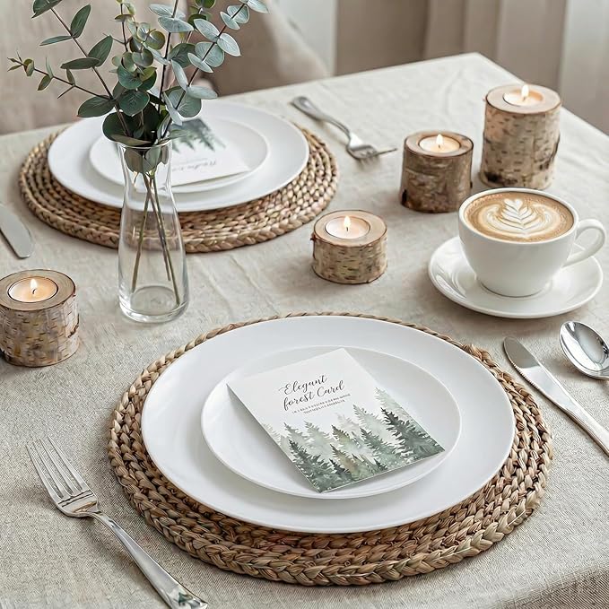 KIRE 60PCS White Disposable Plates - Heavy Duty White Plastic Plates for Party/Wedding - Include 30Pieces 10.25inch Dinner Plates and 30Pieces 7.5inch Dessert/Salad Plates