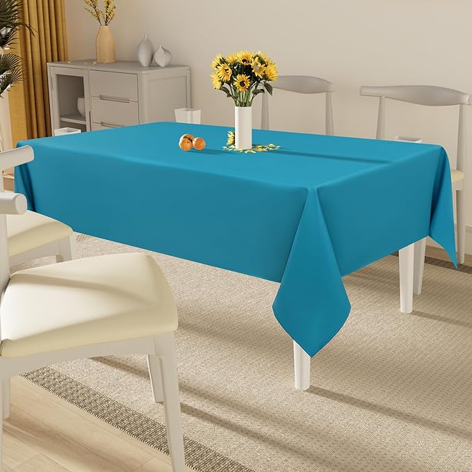 Smiry Rectangle Table Cloth, Waterproof Anti-Scratch Polyester Tablecloth, Decorative Washable Fabric Table Cover for Dining, Buffet, Parties and Outdoor, 52x70, Teal