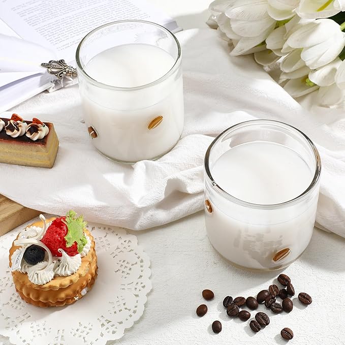 Icon Juice Glasses, 14oz Stemless Wine Drinking Juice Glass Cup for Valentine Party Supplies Gift(2 Pcs,Coffee Bean)