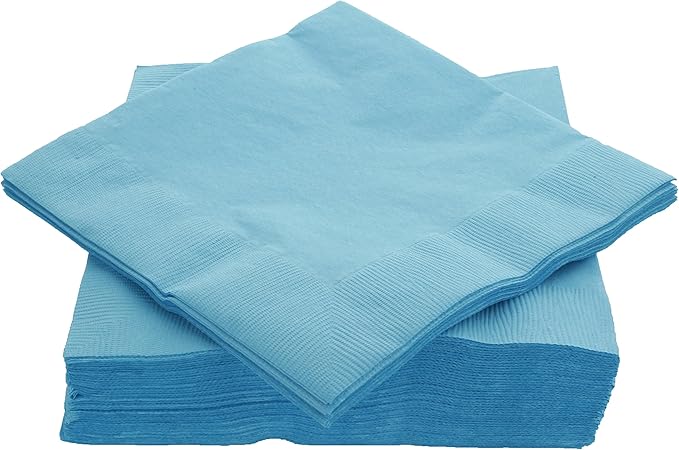Big Party Pack 40 Count Caribbean Blue Dinner Napkins Tableware- Ideal for Wedding, Party, Birthday, Dinner, Lunch, Cocktails. (7” x 7”)