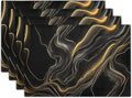 Black and Gold Placemats - Marble Place Mats Set of 4 Modern Placemats 12x18 for Dining Kitchen Farmhouse