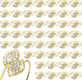 Hotop 400 Pcs Valentine's Day Napkin Rings Gold Table Decorations, Elegant Bling Leaves Napkin Rings, Rhinestone Guest Towels Buckle for Holiday Gather Party, Wedding Dinner Banquet Table Decoration