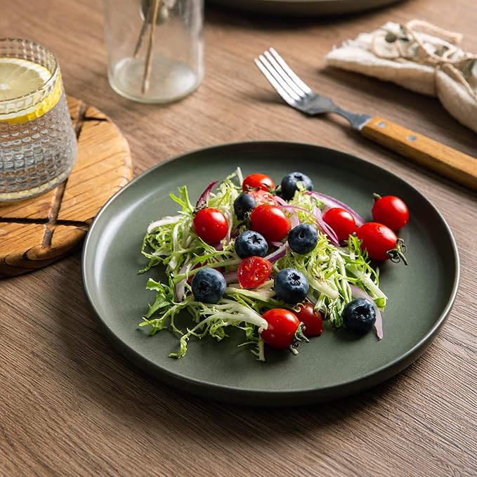 AmorArc Ceramic Dinner Plates Set of 6, Wavy Rim 10.5 Inch Stoneware Dish Set, Dinnerware Plates for Kitchen-Microwave&Dishwasher Safe, Scratch Resistant-Reactive Glaze Matte