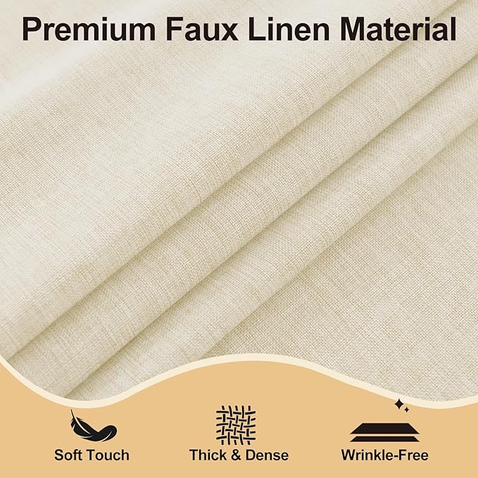 JIUZHEN Faux Linen Round Tablecloths 54 inch, Decorative Wrinkle Free Texture Rustic Circle Table Cloth Cover for Kitchen, Dining, Party, Wedding, Outdoor Use (54 Inch Round,Champagne)