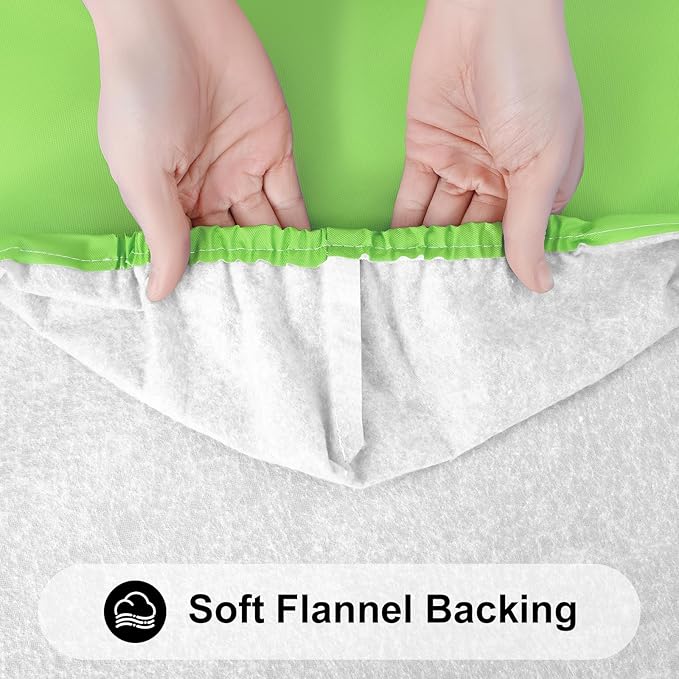 Smiry Rectangle Tablecloth, Elastic Fitted Flannel Backed Vinyl Tablecloths for 8ft Folding Tables, Waterproof Wipeable Table Covers for Indoor, Outdoor, Picnic and Camping (Lime Green, 30"x96")