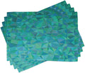 Ambesonne Teal Place Mats Set of 4, Abstract Irregular Triangle Mosaic Design and Geometrical Modern Art Image Pattern, Washable Fabric Placemats for Dining Table, Standard Size, Green Navy