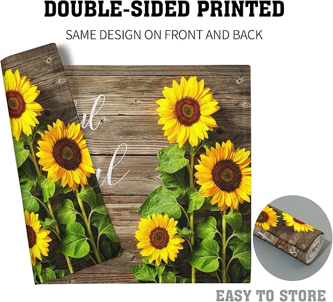 Spring Summer Sunflower Placemats Set of 4 for Dining Table Religious Thankful Grateful Blessed Place Mats Easter Table Mats Washable Cloth Placemats Kitchen Decor 12x18 inch
