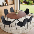 Round Dining Table Set for 6｜42"-54" Extendable Dining Room Table Set｜Wooden Kitchen Table with 6 Chairs｜Mid Century Modern Dinner Table Set with Cross Legs｜Easy Assembly｜Space Saving