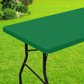 Smiry Rectangle Picnic Table Cloth, Waterproof Elastic Fitted Tablecloths for 6 Foot Tables, Washable Polyester Table Cover for Camping, Indoor and Outdoor (Hunter Green, 30"x72")