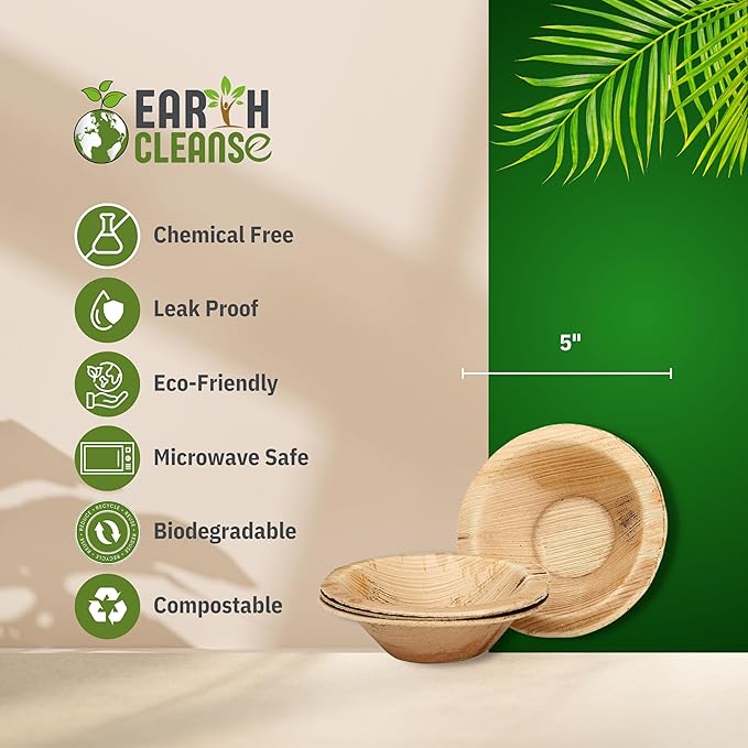 5" Round Areca Palm Leaf Bowl, 450 Pack