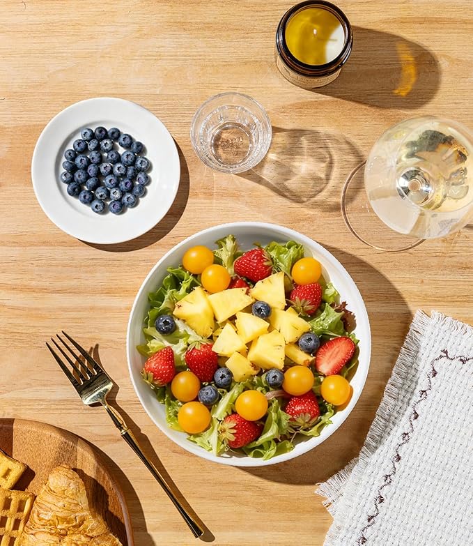 theterra 7.5'' Ceramic Pasta Bowls, Salad Bowls Set of 4, Stoneware Serving Bowls for Fruits, Noodle, Dinner, House-warming Wedding Present, Bright White