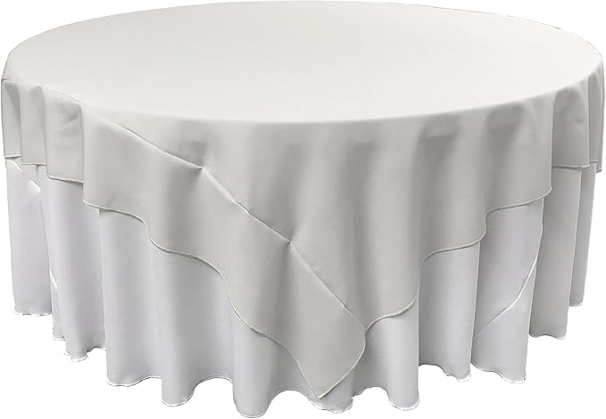 LA Linen Polyester Poplin Washable Square Tablecloth, Stain and Wrinkle Resistant Table Cover 72x72, Fabric Table Cloth for Dinning, Kitchen, Party, Holiday 72 by 72-Inch, White