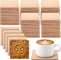 Bulyoou 50 Pack 4" Square Veg Tan Leather Crafts Tooling Vegetable Leather for Coasters Tooling Stamping Carving Dyeing Laser Embossing, Thickness 3.2 mm