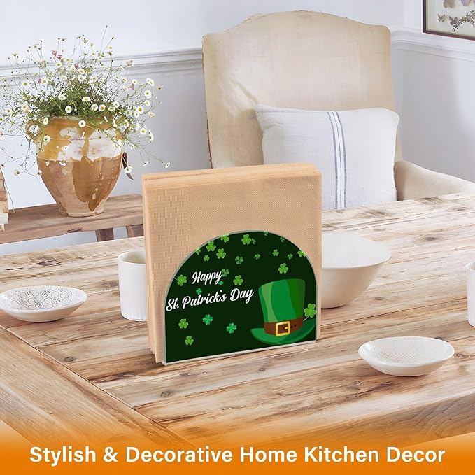 Napkin Holder Happy St Patrick's Day Hat Crystal Clear Acrylic Napkin Holders Paper Napkin Holder Dining Table Dispenser for Kitchen Restaurant Home Decor Bar Accessories