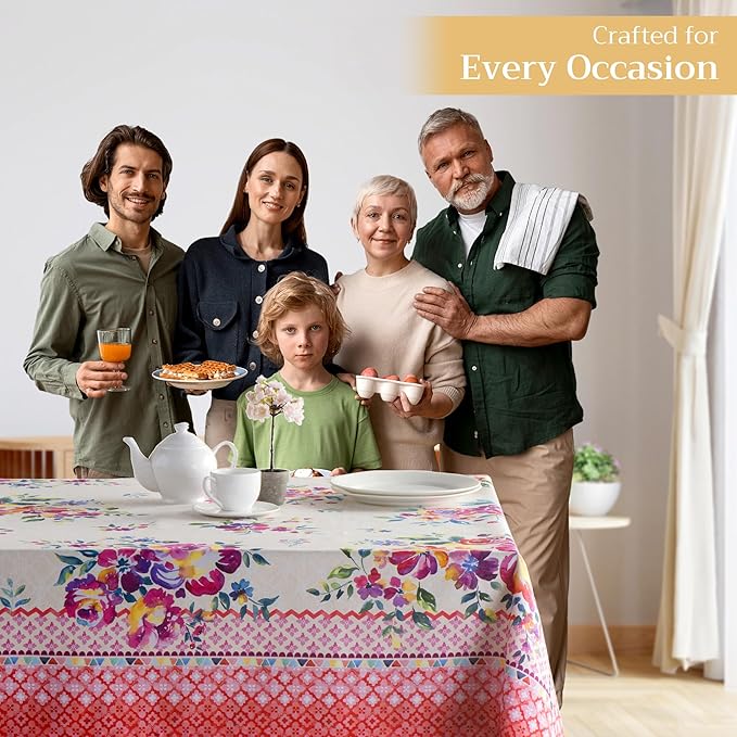 Maison d' Hermine Table Cloth Rectangle Table 100% Cotton 70 x 90 Inches Tablecloth Reusable Decorative for Dining Room Farmhouse Home Valentines Day Decorations Spring Summer - Rose Garden