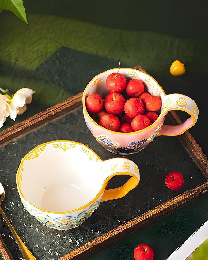 20oz Soup Bowls with Handles, Microwave Safe Large Ceramic Soup Bowl for Chili, Stew, Ice Cream, Berries & Fruits, Gift-Ready for Women, Christmas, Hostess Gifts & Fall Decor