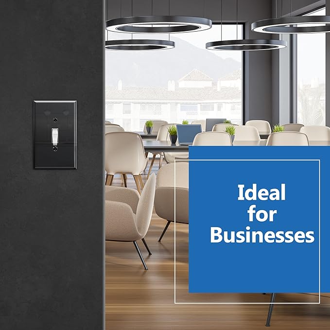 LIDER Toggle Switch Acrylic Wall Plate, Mirrored Light Switch Plate, Plexiglass Switch Cover, Mirror-like Reflective Finish, Modern Upgrade, Oversized 1-Gang 5.25" x 3.44", Black