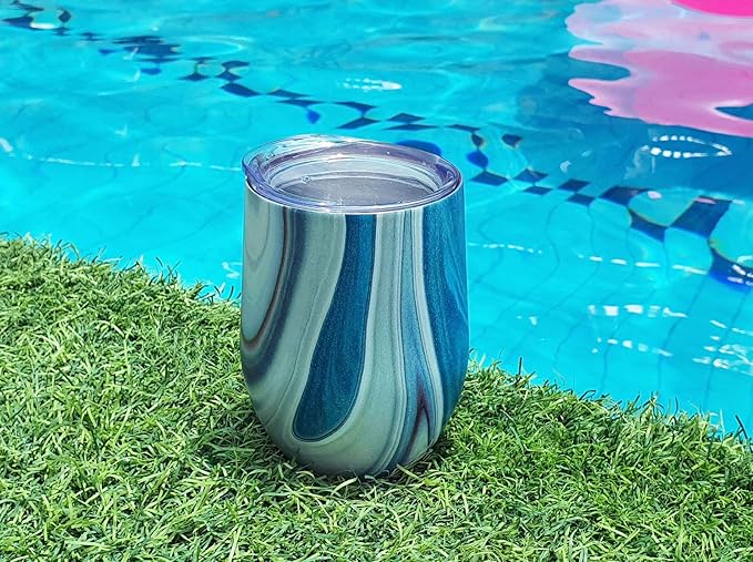 CHILLOUT LIFE 12 oz Stainless Steel Wine Tumbler with Lid - Double Wall Vacuum Insulated Wine Cup Glass Keeping Cold & Hot for Coffee, Champagne, Cocktails, Ice Cream