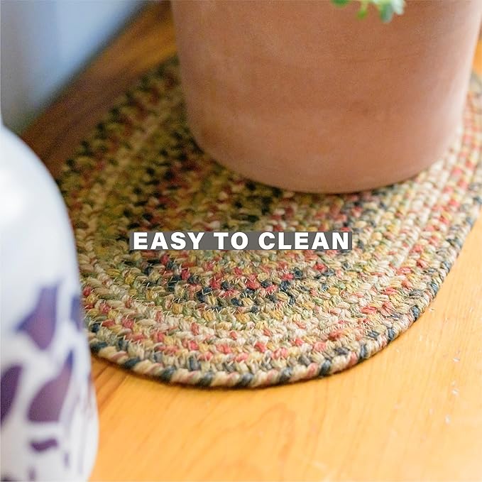 Homespice Kingston Jute Braided Placemats, Warm Country Decor, Set of 4, Multicolor 13x19 Oval Table Mats - Vibrant Colors, Durable, Easy to Clean and Protects Furniture