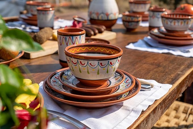 Cactus Canyon Ceramics Spanish Terracotta 5-Piece Small Tapa Plate Set, White…