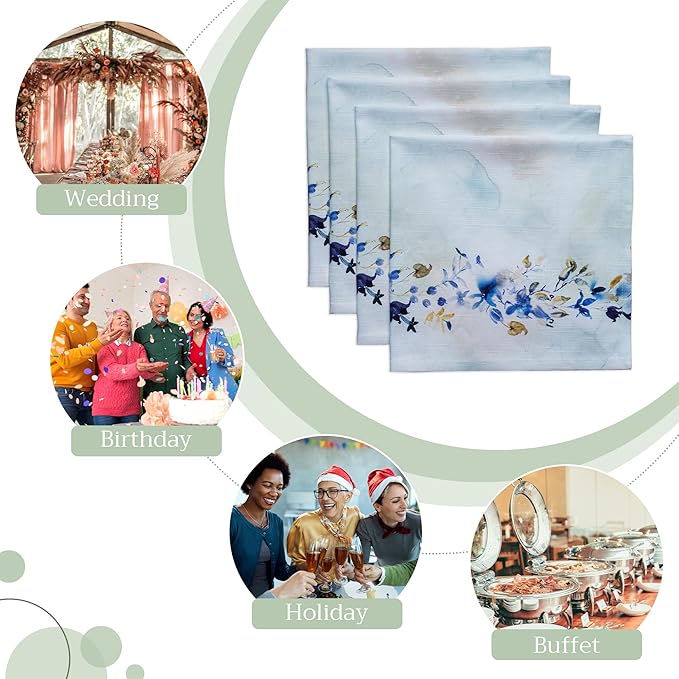 Maison d' Hermine Cloth Napkins Set of 4 100% Cotton Everyday Reusable Square Napkins Cloth Washable Dinner Wedding Restaurant Valentines Day Decorations Spring/Summer (Lazy Summer Days, 20" x 20")