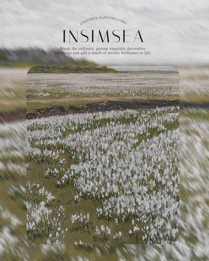 InSimSea Retro Gold Framed Wall Art, Home Room White Flowers Grassland Vintage Wall Decor, Canvas Print Artwork, Farmhouse Country Decor, Antique Picture Frame Floral Paintings, 13x16 Inch