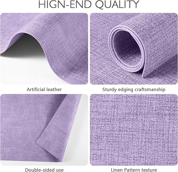 Faux Leather Placemats Set of 4 Washable PU Table mats for Kitchen Table - Heat Resistant, Waterproof, Easy Clean, Anti Slip 11.8" x 17" (Purple-4 Pack)