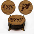 LazerEdge Virginia Commonwealth Wooden Coaster Set - Cherry Wood - Officially Licensed Product - 4-Pack