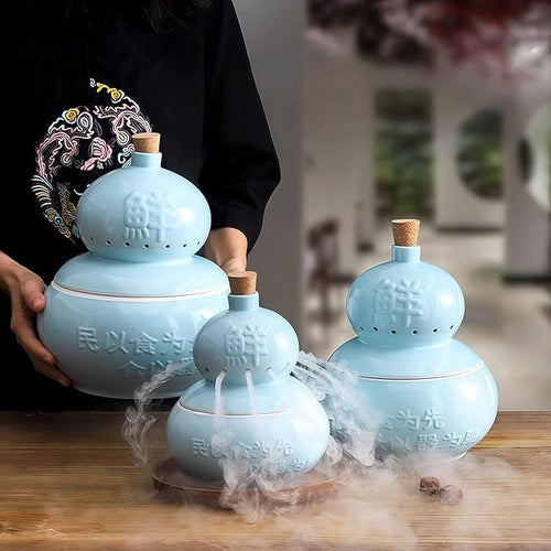 1 Pcs, Top Ceramic Chinese Tableware Set, Unique Hu Lu/Hulu for Chinese Restaurants, Dry Ice Ceramic Plates, Bone China Dinnerware Set, Fine China