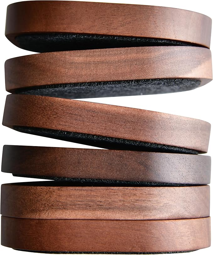 Wood Coaster for Drinks, Set of 6, Squircles Absorbent and Insulation Felt Stackable Cup Holders, Coasters for Wooden Table, Designed by S1EGAN