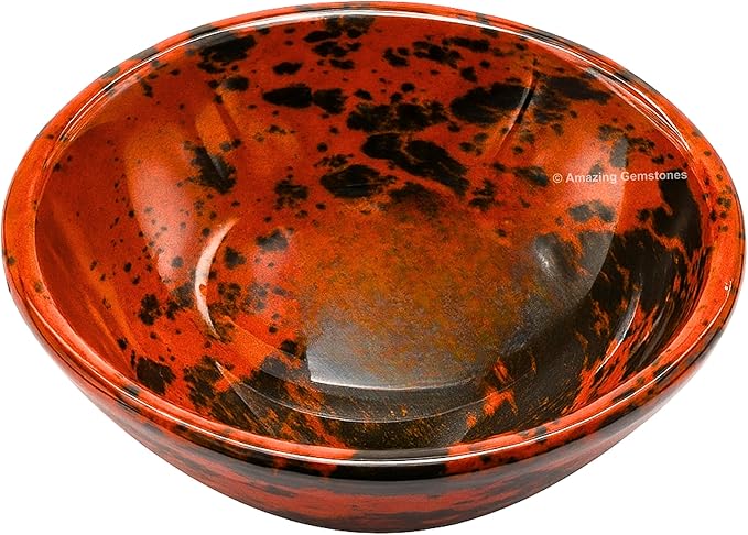 Mahogany Obsidian Crystal Bowl - 2 Inch Decorative Bowls for Room and Home Decor - Gemstone Healing Crystals for Elegant Display, Positive Energy Balance and Gift