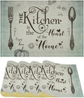 Retro Farmhouse Placemat Set, Minimal Green Gradient Rustic Plank Art Sketch Cutlery Knife Fork Inspirational Quotes Pattern Home Decor Linen Table Mats for Dining Room Kitchen Party (17x12in) x4P