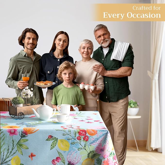 Maison d' Hermine Table Cloth Rectangle Table 100% Cotton 70 x 90 Inches Tablecloth Reusable Decorative for Dining Room Farmhouse Home Valentines Day Decorations Spring Summer - Jardin D'Ete - Mint