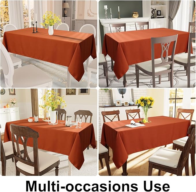 Smiry Rectangle Table Cloth, Waterproof Anti-Scratch Polyester Tablecloth, Decorative Washable Fabric Table Cover for Dining, Buffet, Parties and Outdoor, 60x84, Rust