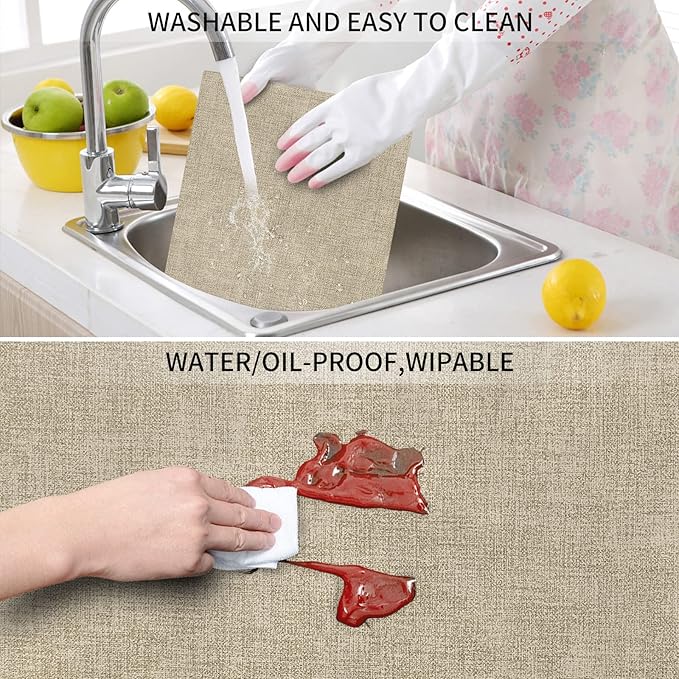 Faux Leather Placemats Set of 6 – Heat Resistant Table Mats Set of 6 Waterproof Wipeable Dining Fall Place Mats for Indoor & Outdoor, Easy to Clean - Khaki