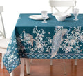 Maison d' Hermine Premium Table Cloth Rectangle Table 100% Combed Cotton 108 x 70 Inches Tablecloth Reusable Decorative for Dining Room, Farmhouse, Party, Festive & Wedding - Peacock Utopia - Deep Sea
