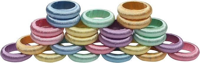 ALPHA Living HOME 24-Piece Yarn Wrap Napkin Rings - Decorative Napkin Rings,Bulk Napkins - Modern Table Décor for Every Occasion - Wedding Holidays Dinners Party Everyday Use (Multi Pastel)