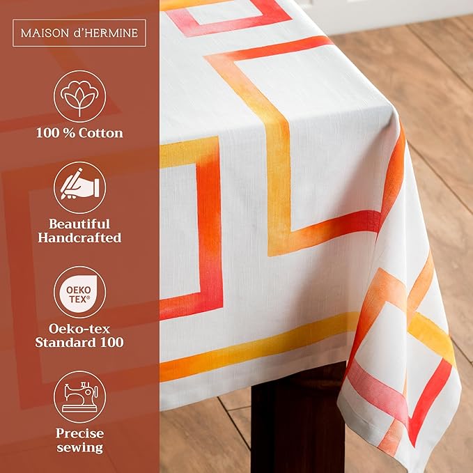 Maison d' Hermine Table Cloth Rectangle Table 100% Cotton 60 x 90 Inches Tablecloth Reusable Decorative for Dining Room Farmhouse Home Valentines Day Decorations Spring Summer - Summer Maze