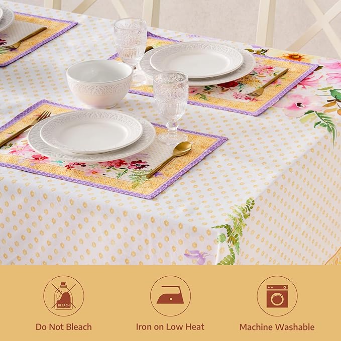 Maison d' Hermine Premium Table Cloth Rectangle Table 100% Combed Cotton 120 x 70 Inches Tablecloth Reusable Decorative for Dining Room, Farmhouse, Home, Party, Festive & Wedding - Summer Joy