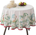 Maison d' Hermine Table Cloth Round Table 100% Cotton 63 Inches Fall Tablecloth Reusable Everyday Use for Thanksgiving Christmas Decorations Dining Farmhouse Party (Holly Time)
